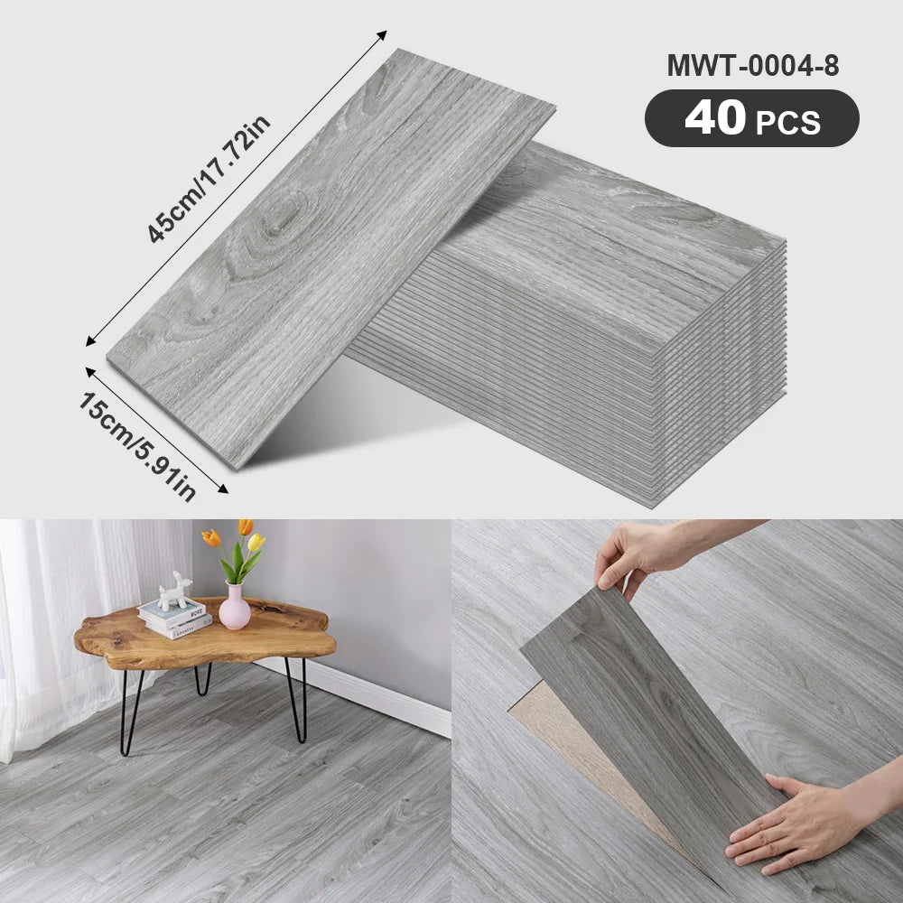 40Pcs SXP Self-Adhesive Wood Grain Strips Peel-and-Stick Wall & Floor Decals For DIY 5.91"x17.72" Easy Application For any room