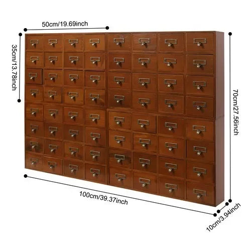 64 Drawer Storage Cabinet Pine Wood Tabletop Organizer Box for Home Office Craft Supplies Organization