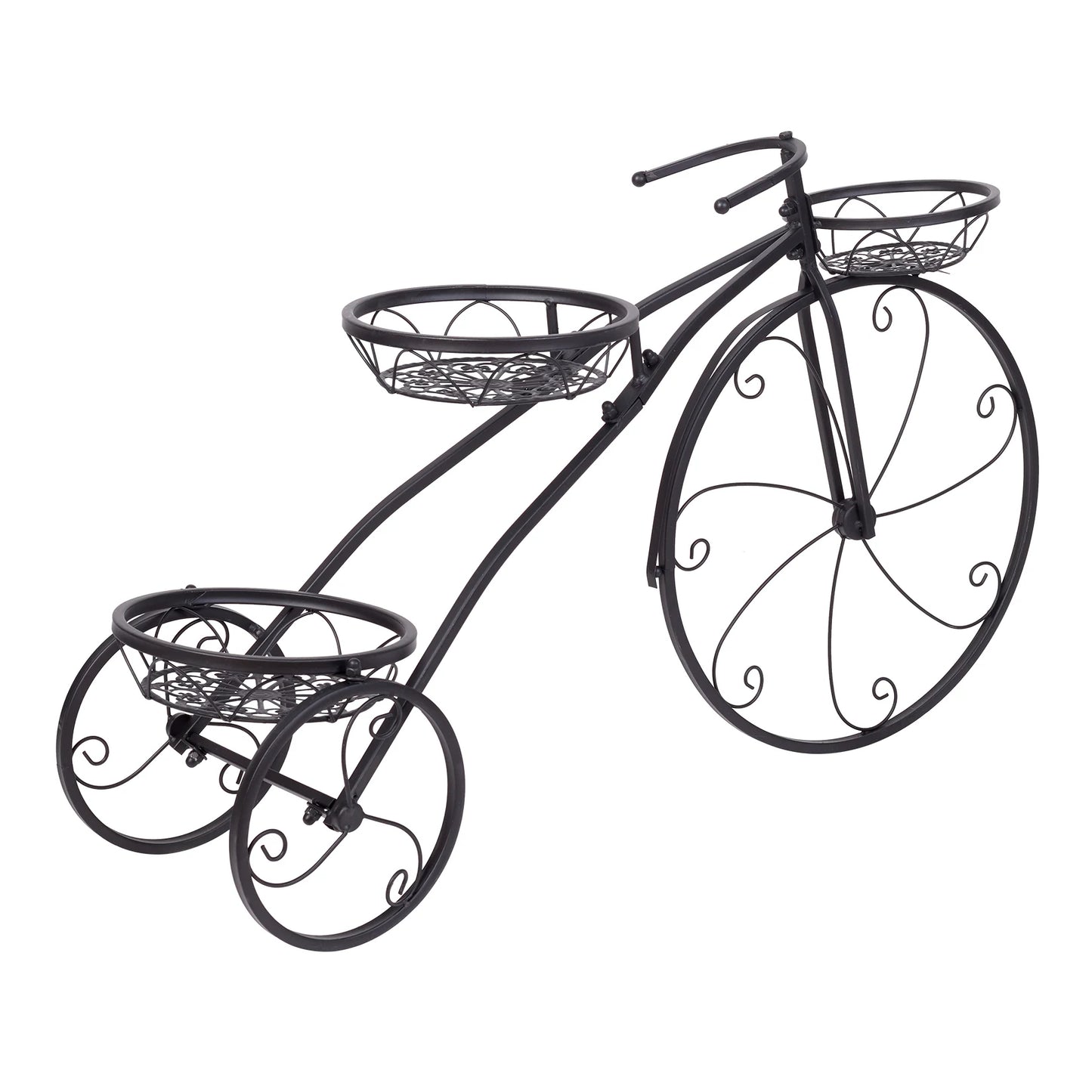Indoor Outdoor 3 Tiers Iron Garden Flower Stand Bicycle Shape Plant Rack Shelf
