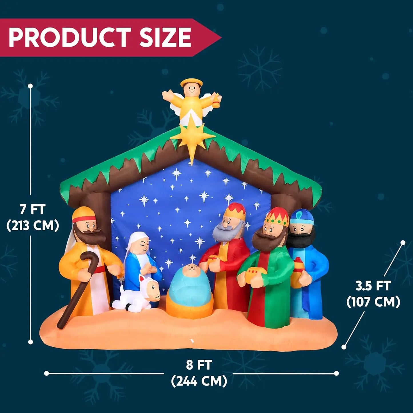 Joyfy Christmas Nativity Scene Inflatable With Built In LEDs